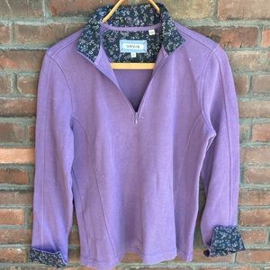 ORVIS 1/4 Zip-up Sweater with floral lining Small